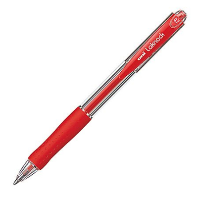Ручка шариковая автоматическая Uni-Ball 0.7мм Laknock с резиновой манжетой красная