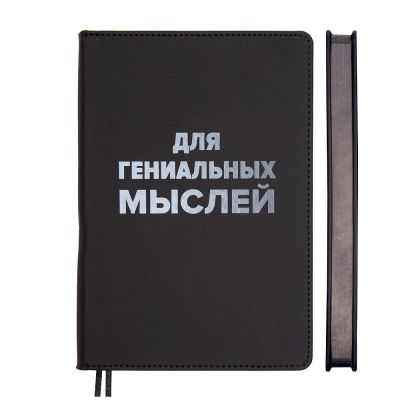 Ежедневник A5 deVENTE 'Black shine' 272стр твердая обложка эко  кожа 'Для гениальных мыслей'