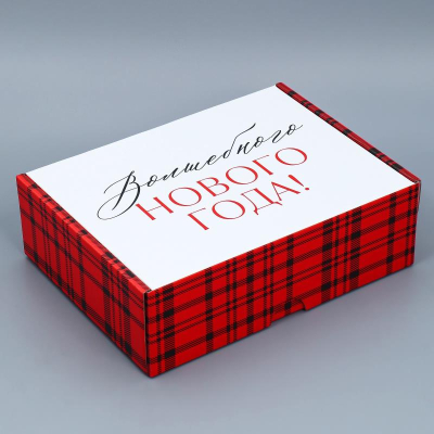 Коробка подарочная новогодняя 31х22х9см складная 'Клетка'