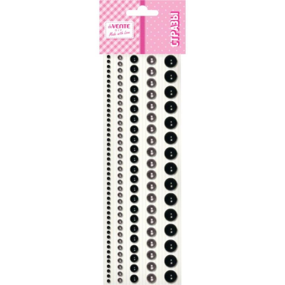 Стразы deVENTE 'Жемчуг' 115шт ассорти размеров черный бриллиант акриловые самоклеящиеся