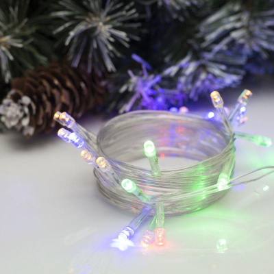 Электрогирлянда&nbsp;&nbsp;2.5м Нить 25 разноцветных LED ламп прозрачный провод