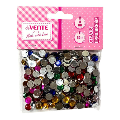 Стразы пришивные deVENTE 'Круглые' ø- 8мм&nbsp;&nbsp;30г ассорти цветов акриловые