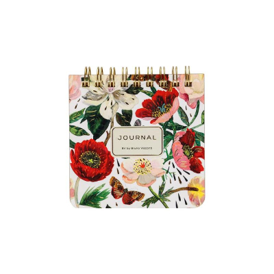 Блокнот  90х90мм  60л линейка на гребне BrunoVisconti® 'Pocket Journal' картонная обложка фольга золото 'Пионы'