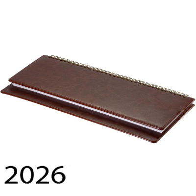 Планинг  2026  30х13см BrunoVisconti® 'Sidney Nebraska' 128стр на гребне искусственная кожа коричневый