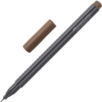 Ручка капиллярная Faber-Castell 'Grip Finepen' 0.4мм трехгранный корпус коричневая