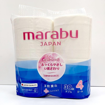 Бумага туалетная Marabu 3 слоя  4рул х250 листов белая