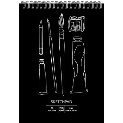 Блокнот для акварели Paper Art Sketch Pad 14х20см 200г  20л на гребне твердая обложка 'Вдохновение'