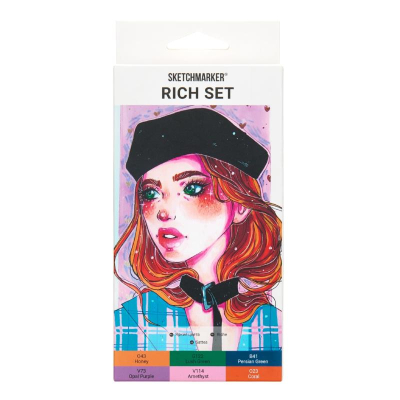 Маркеры художественные спиртовые Sketchmarker 'Rich'  6цв двусторонние в картонной коробке