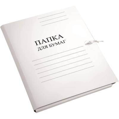 Папка на завязках картонная 390г deVENTE до 200л мелованная белая