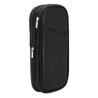 Пенал прямоугольный Deli 20х9х5см текстиль на молнии черный