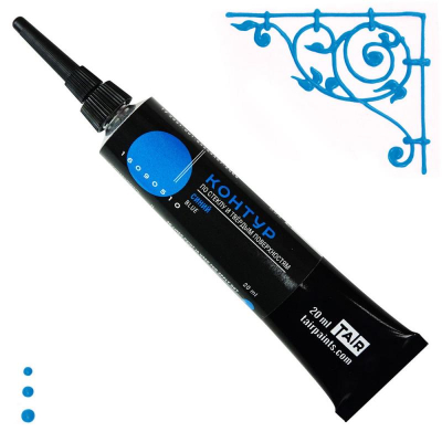 Контур акриловый по стеклу/твёрдым поверхностям Таир синий 20мл