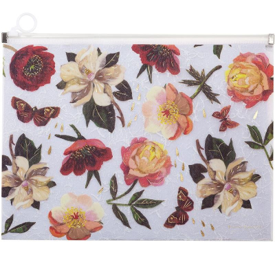 Папка-конверт на молнии A4 BrunoVisconti® с расширением до 200л пластиковая 180мкм 'Flora' Пионы
