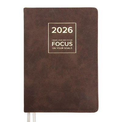 Ежедневник 2026 A5 deVENTE 'Saltos' 336стр тонированный блок твердая обложка искусственная замша коричневый