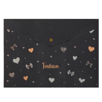 Папка-конверт на кнопке A4 Кокос пластиковая 180мкм 'Fashion hearts'