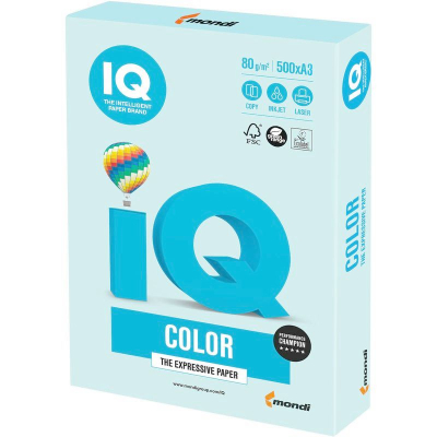 Бумага цветная A3 IQ Color  80г пастель голубая светлая 500л 