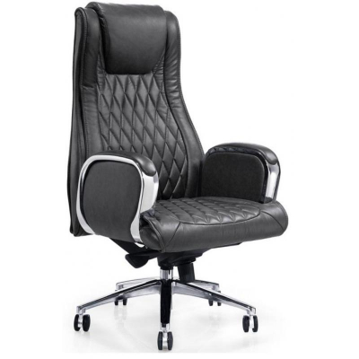 Кресло руководителя EasyChair до 200кг хром/натуральная +искусственная кожа черное