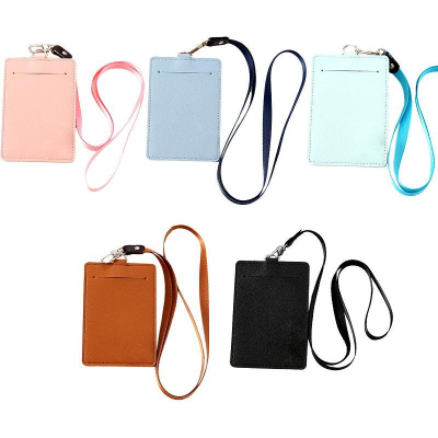 Держатель для бэйджа вертикальный&nbsp;&nbsp;72х110мм deVENTE 'Classic' с карманом экокожа на шнуре 5цв ассорти