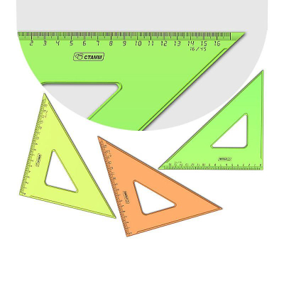 Угольник 45°/17см СТАММ прозрачный Neon Cristal цвета ассорти