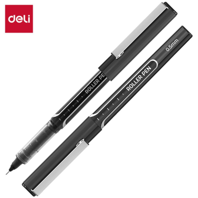 Роллер Deli 0.5мм 'EQ657' игольчатый одноразовый черный