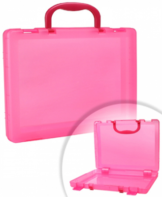 Портфель-кейс A4+  35х25х5см СТАММ пластиковый  тонированный розовый