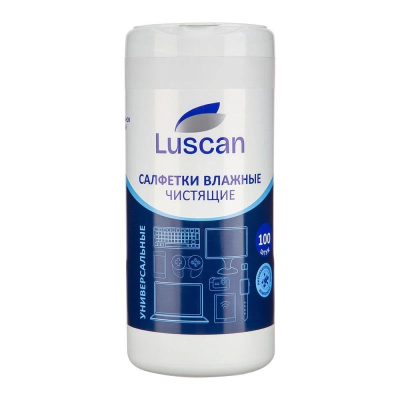 Салфетки для очистки пластиковых поверхностей Luscan антибактериальные 100шт в тубе