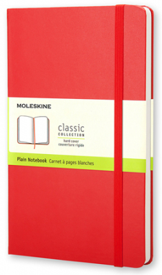 Записная книжка A5 120л без линовки Moleskine® Classic Large твердая обложка на резиновой застежке красная