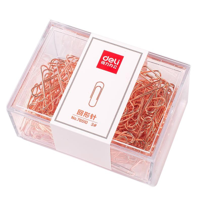 Скрепки 29мм  160шт Deli 'Gold Rose' в пластиковой коробке