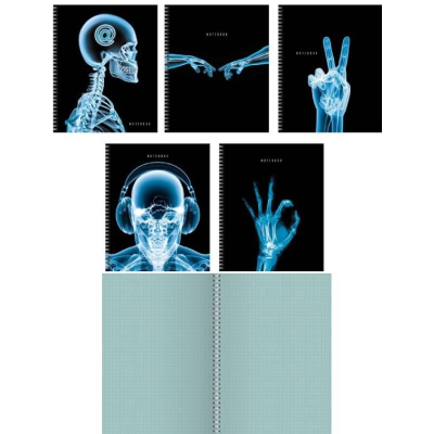 Тетрадь A5  96л клетка на гребне Listoff® тонированный блок матовая картонная обложка 'Рентген'