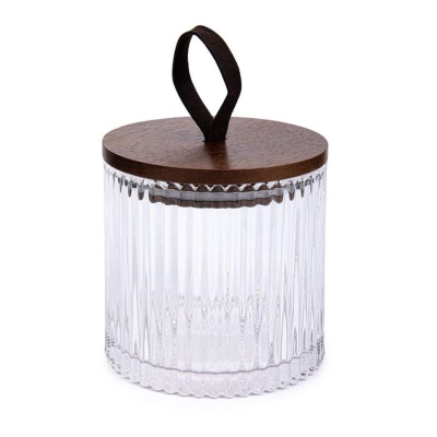 Банка декоративная Stilerra home 10.5х11см с деревянной крышкой стекло