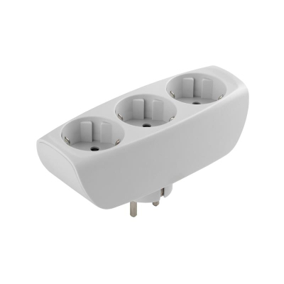 Тройник сетевой ЭРА с заземлением 3 розетки 220V/16A со шторками белый