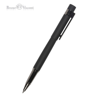 Роллер BrunoVisconti® 'Verona' 0.7мм металлический Soft touch черный корпус в металлическом футляре синие чернила