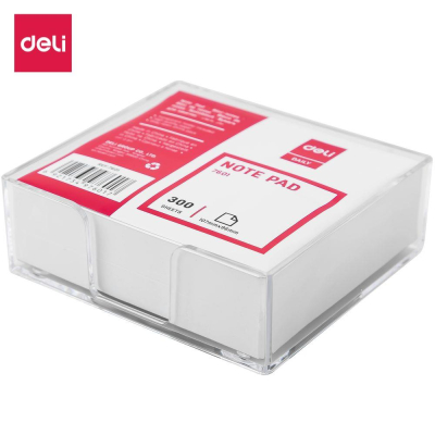 Куб для записей в боксе белый 10.7х9.6х3.0см Deli 70г/м² прозрачный бокс