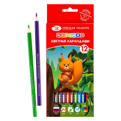 Карандаши  12цв Невская палитра Цветик в картонной коробке