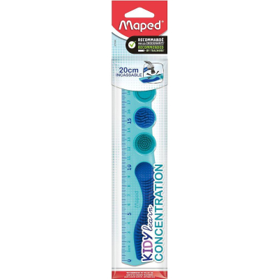 Линейка пластиковая  20см Maped 'Kidy Learn' Concentration с резиновым держателем в блистере