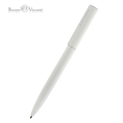 Ручка шариковая BrunoVisconti® 'Torino' 1.0мм металлический Soft touch белый корпус в металлическом черном футляре синие чернила