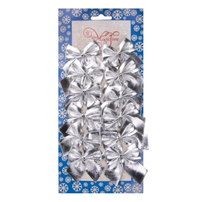 Бант&nbsp;&nbsp;5см текстиль серебро 12шт