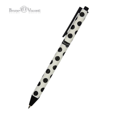 Ручка шариковая автоматическая BrunoVisconti® 0.5мм 'ArtClick' синяя 'Black polka dots'