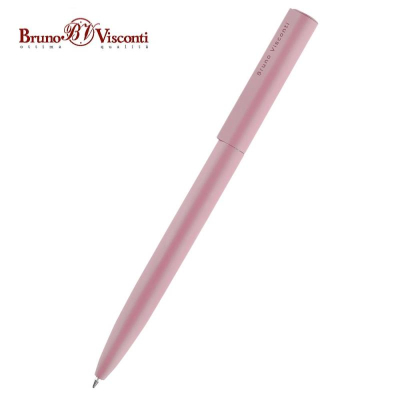 Ручка шариковая BrunoVisconti® 'Torino' 1.0мм металлический Soft touch корпус розовый в металлическом черном футляре синие чернила