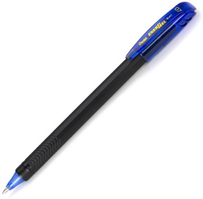 Ручка гелевая Pentel 0.7мм 'EnerGel' черный рифленый корпус синяя