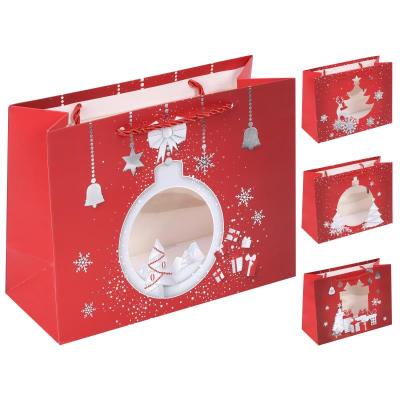 Пакет подарочный новогодний 24х18х10см 'Зимняя сказка' 4 дизайна