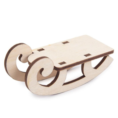 Заготовка для росписи деревянная новогодняя Саночки Mr. Carving 8х3.5х3.5см фанера