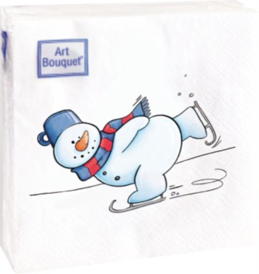 Салфетки ArtBouquet 'Снеговик на коньках' 20х20см 250шт 2-слойные