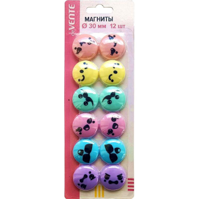 Магнитный держатель сферический ø-30мм deVENTE 12шт 'Pastel' Smile цвета ассорти