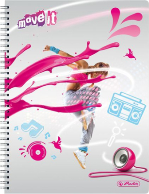 Тетрадь A4&nbsp;&nbsp;70л клетка на гребне Herlitz перфорация микроперфорация Move it Pink