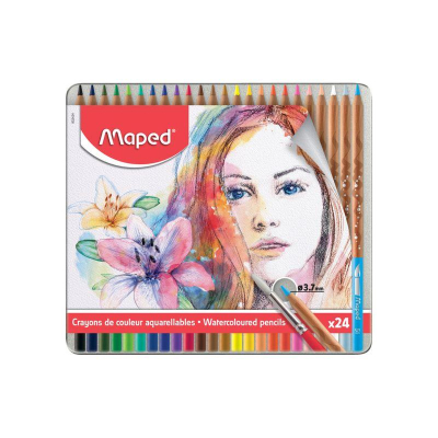 Карандаши акварельные Maped 'Artist '&nbsp;&nbsp;24цв +кисть в металлической коробке
