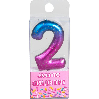 Свеча-цифра для торта deVENTE 'Degrade' '2'&nbsp;&nbsp;6см блистере