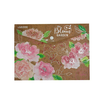 Папка-конверт на кнопке A5 deVENTE пластиковая 180мкм 'Bloom Garden' Red