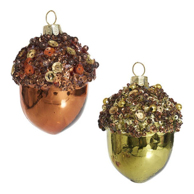 Желудь 5х5х7см с пайетками стекло 2 дизайна