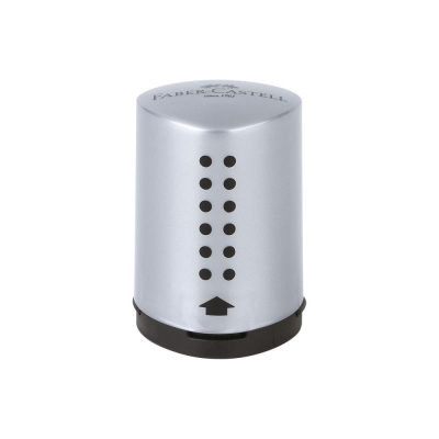 Точилка 1 диаметр Faber-Castell 'Grip 2001 Mini' с контейнером серебристая