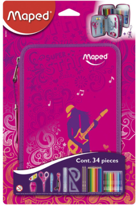 Пенал&nbsp;&nbsp;с наполнением 34 предмета Maped Girly 2 отделения 3-створчатый 